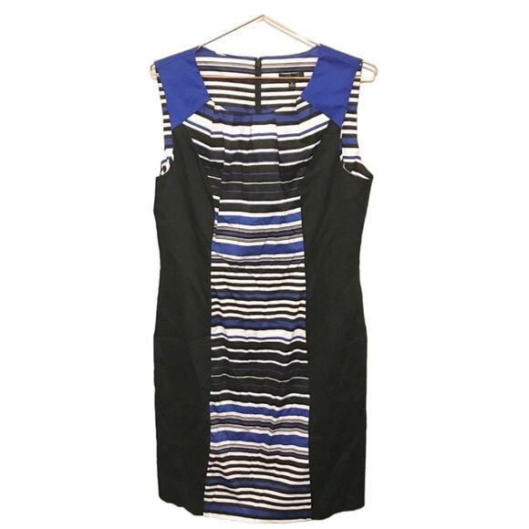 Spense Dresses & Skirts - Spense NWT black and blue striped flattering style career dress size 10